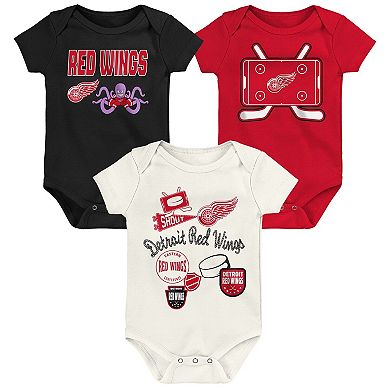 Infant & Newborn Outerstuff Detroit Red Wings Littlest Player Three-Pack Bodysuit Set