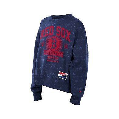 Women's New Era Navy Boston Red Sox Throwback Oversized Boxy Sweatshirt