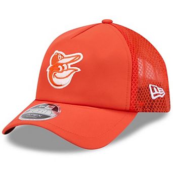 Men's New Era Orange Baltimore Orioles 2026 Batting Practice Apex 9FORTY Adjustable Trucker Hat