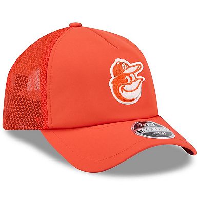 Men's New Era Orange Baltimore Orioles 2026 Batting Practice Apex 9FORTY Adjustable Trucker Hat
