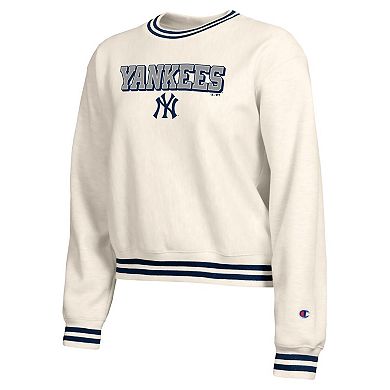 Women's Champion Cream New York Yankees Reverse Weave Sweatshirt