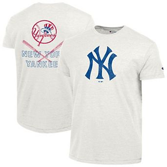 Men's Champion White New York Yankees Tri-Blend T-Shirt