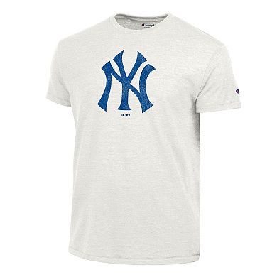 Men's Champion White New York Yankees Tri-Blend T-Shirt