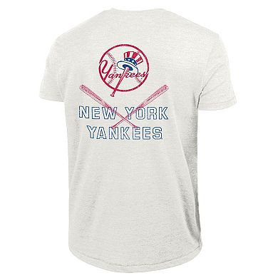 Men's Champion White New York Yankees Tri-Blend T-Shirt