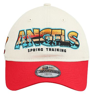 Youth New Era Stone/Red Los Angeles Angels 2026 Spring Training Fan Pack Batter 9TWENTY Adjustable Hat