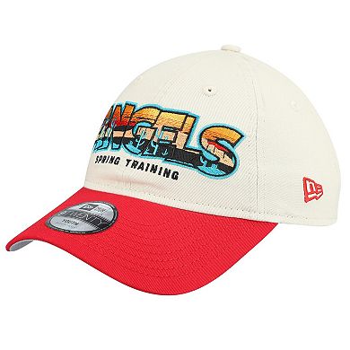 Youth New Era Stone/Red Los Angeles Angels 2026 Spring Training Fan Pack Batter 9TWENTY Adjustable Hat