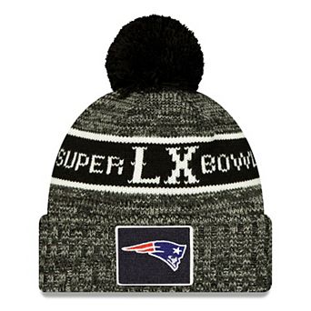 Men's New Era Black New England Patriots Super Bowl LX Cuffed Knit Hat with Pom