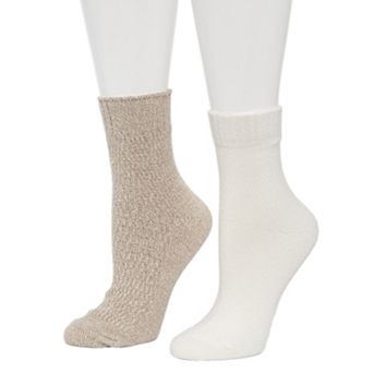 Women's Cuddl Duds® 2-Pack Alternating Thermal Texture Demi Crew Socks