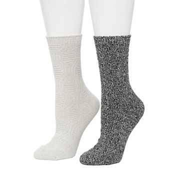 Women's Cuddl Duds® 2-Pack Lace Diamond Texture Twist Rib Crew Socks