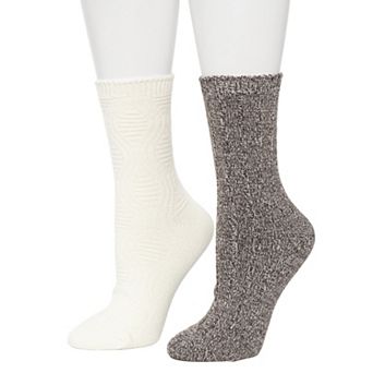 Women's Cuddl Duds® 2-Pack Lace Diamond Texture Twist Rib Crew Socks