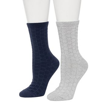 Women's Cuddl Duds® 2-Pack Puckered Interlocking Disc Texture Crew Socks