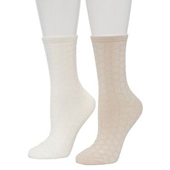 Women's Cuddl Duds® 2-Pack Puckered Interlocking Disc Texture Crew Socks