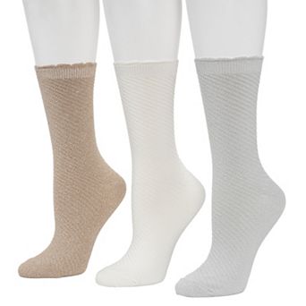 Women's Cuddl Duds® 3-Pack Diagonal Rib Texture Crew Socks
