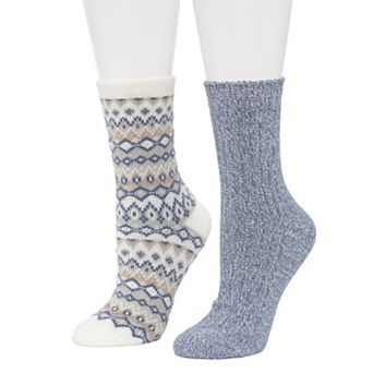 Women's Cuddl Duds® 2-Pack Fair Isle Twist Crew Socks