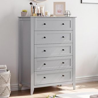 5 Drawer Dresser, Wooden Chest of Drawers for for Office, Storage Cabinet Organizer Drawers