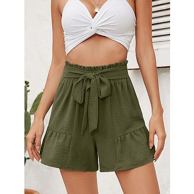 Women's High Waisted Shorts Adjustable Straps Casual Loose Beach Shorts