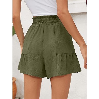 Women's High Waisted Shorts Adjustable Straps Casual Loose Beach Shorts