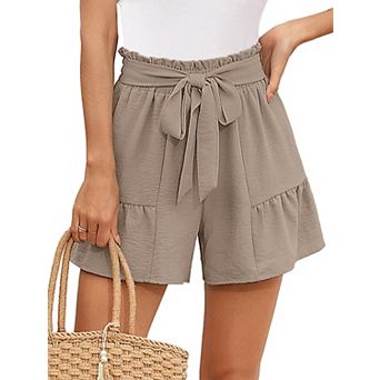 Women's High Waisted Shorts Adjustable Straps Casual Loose Beach Shorts
