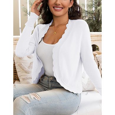 Women's Long Sleeve Cardigan Lightweight Open Front Knit Bolero for Dresses