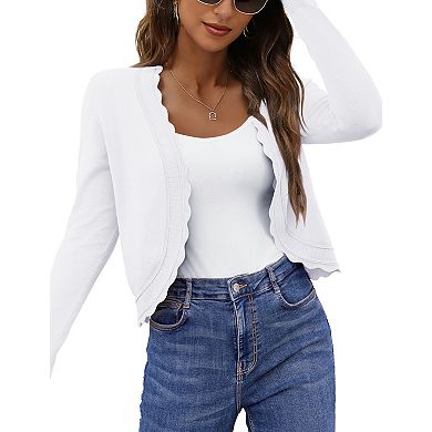 Women's Long Sleeve Cardigan Lightweight Open Front Knit Bolero for Dresses