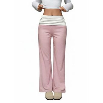 Women's Casual Striped Drawstring Pants with Belted Waist