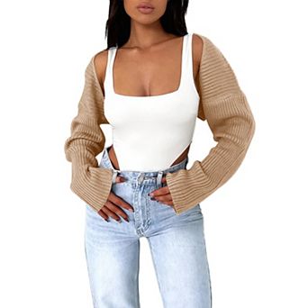Women's Crop Cardigan Bolero Shrug Cute Top Sweater Fashion Trendy Outfit