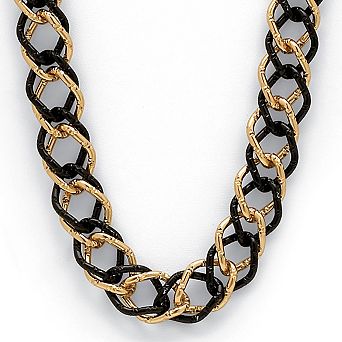 Yellow Goldtone Black Rhodium-Plated Curb-Link Necklace 34"
