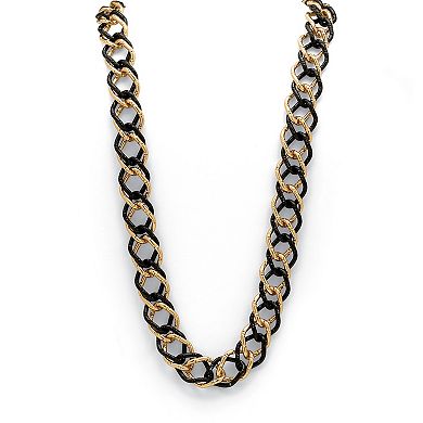 Yellow Goldtone Black Rhodium-Plated Curb-Link Necklace 34"