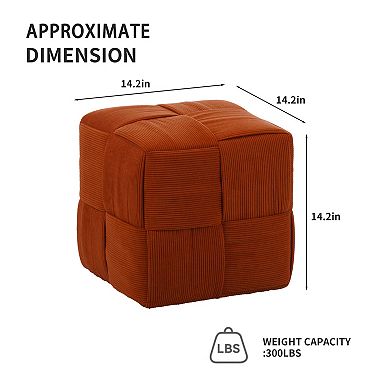Ottoman Foot Rest Soft and Comfortable Ottoman Square Corduroy Woven Design Sofa Stool, Brown