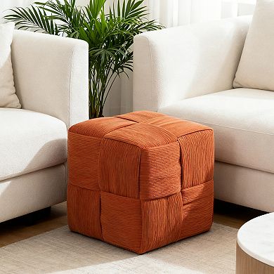 Ottoman Foot Rest Soft and Comfortable Ottoman Square Corduroy Woven Design Sofa Stool, Brown