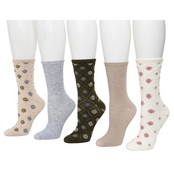 Women's Sonoma Goods For Life® Diamond Texture Floral 5-Pack Crew Socks