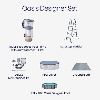 Funsicle Oasis Designer Above Ground Pool Stone Slate Liner, 14ft
