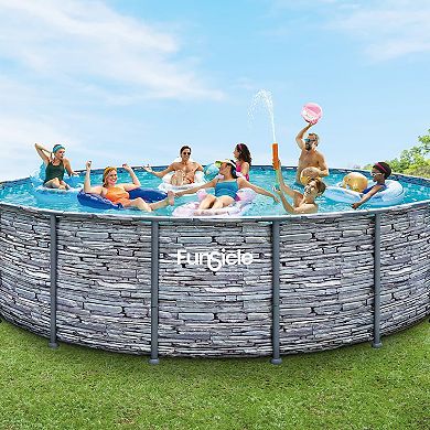 Funsicle Oasis Designer Above Ground Pool Stone Slate Liner, 14ft