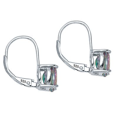 3.20 TCW Oval Cut Genuine Mystic Fire Topaz Sterling Silver Drop Earrings