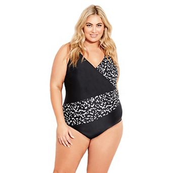 Avenue Women's Plus Size Spliced Print 1 pc