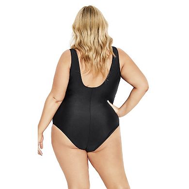 Avenue Women's Plus Size Spliced Print 1 Piece