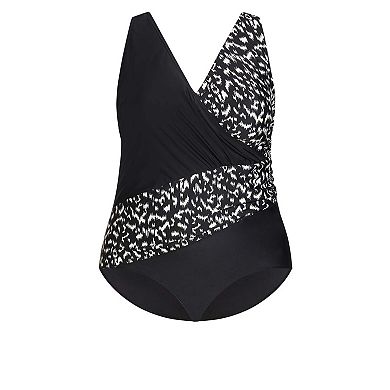 Avenue Women's Plus Size Spliced Print 1 Piece