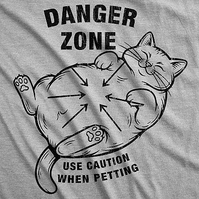 Mens Funny T Shirts Danger Zone Use Caution When Petting Sarcastic Cat Tee For Men