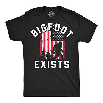 Mens Funny T Shirts Bigfoot Exists Sarcastic Sasquatch Tee For Men