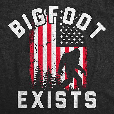 Mens Funny T Shirts Bigfoot Exists Sarcastic Sasquatch Tee For Men