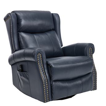 Merax Heat Massage Manual Recliner Chair with Rocker and Swivel in Genuine leather for Living Room