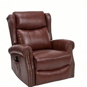 Merax Heat Massage Manual Recliner Chair with Rocker and Swivel in Genuine leather for Living Room