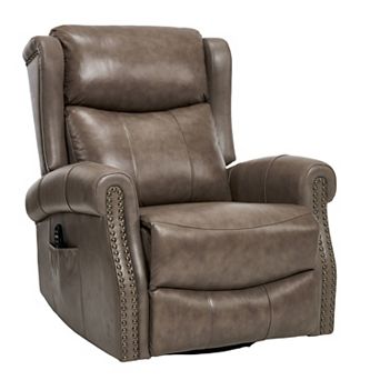 Merax Heat Massage Manual Recliner Chair with Rocker and Swivel in Genuine leather for Living Room
