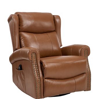 Merax Heat Massage Manual Recliner Chair with Rocker and Swivel in Genuine leather for Living Room