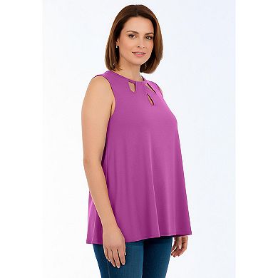 Jessica London Women's Plus Size Sleeveless Cutout Knit Tunic