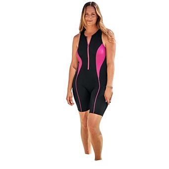 Swim 365 Women's Plus Size Chlorine-Resistant Unitard Romper