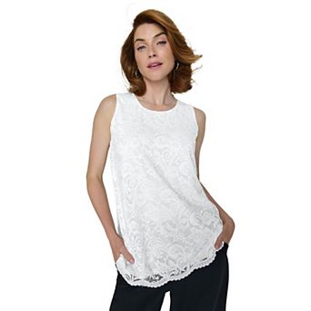 Jessica London Women's Plus Size Sleeveless Stretch Lace Tank