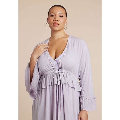 ELOQUII Women's Plus Size Tie Front Kaftan