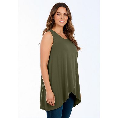 Jessica London Women's Plus Size Sleeveless Tulip Overlay Knit Tunic