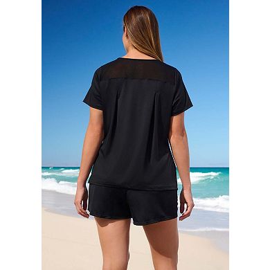 Swim 365 Women's Plus Size Mesh Yoke Swim Tee